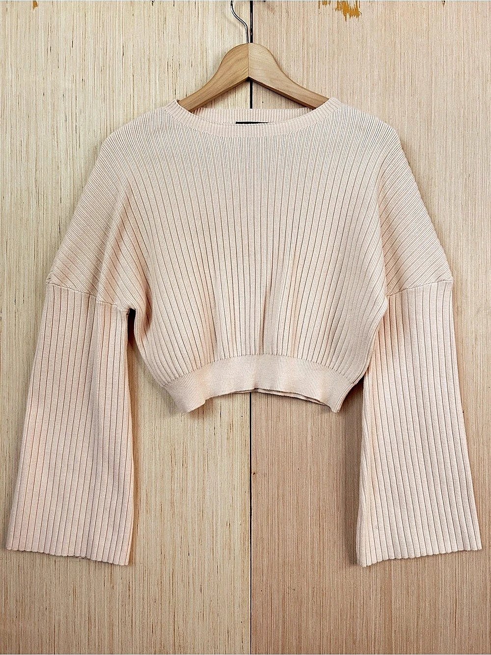 Lulus Ribbed Cropped Sweater Cream XS Like New